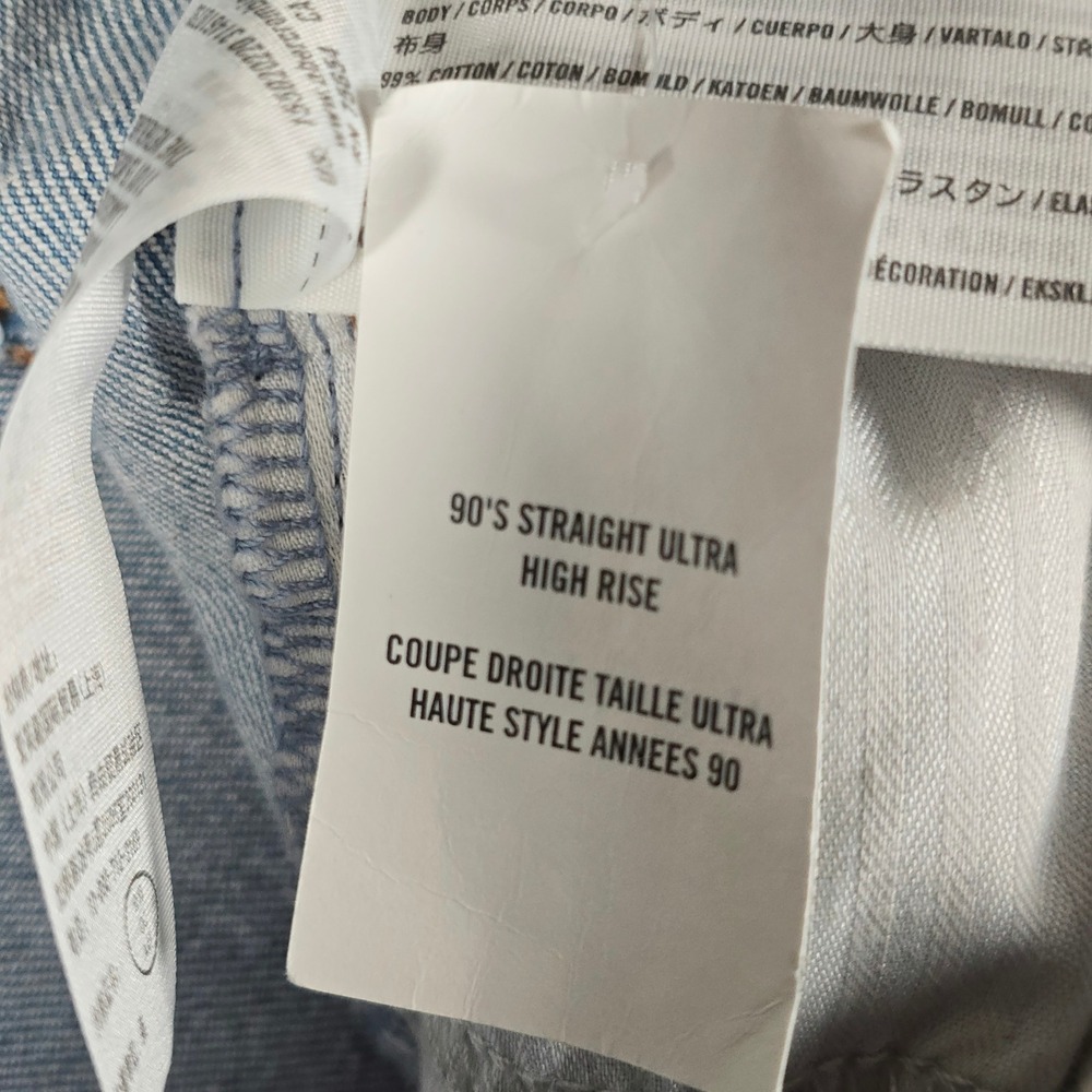 Abercrombie & Fitch 90s Straight Ultra High Rise Jeans Light Wash Size 36/22R - Picture 4 of 10